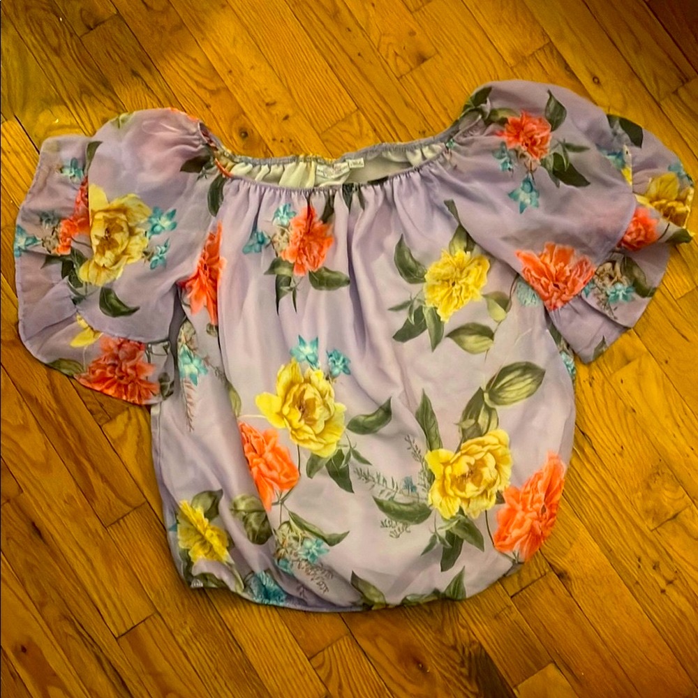 Floral Off-Shoulder Top - Lilac